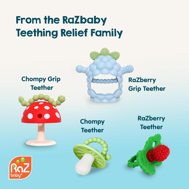 RaZbaby Bites Silicone Baby Teething Toy with Textured BerryBumps for Teething Relief