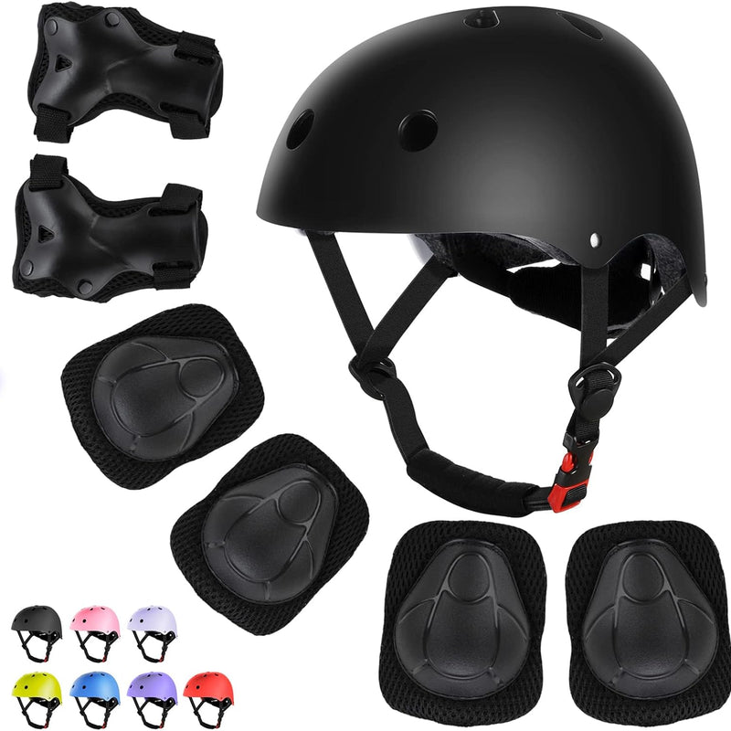 WayEee Kids Adjustable Helmet Set with Knee Pads and Wrist Guards for Cycling, Skateboarding, and Roller Skating
