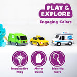 Tub Works® Vehicles™ Bath Cars | Mold-Free, Soft, Squeezable & Floating Bath Toys for Babies & Toddlers