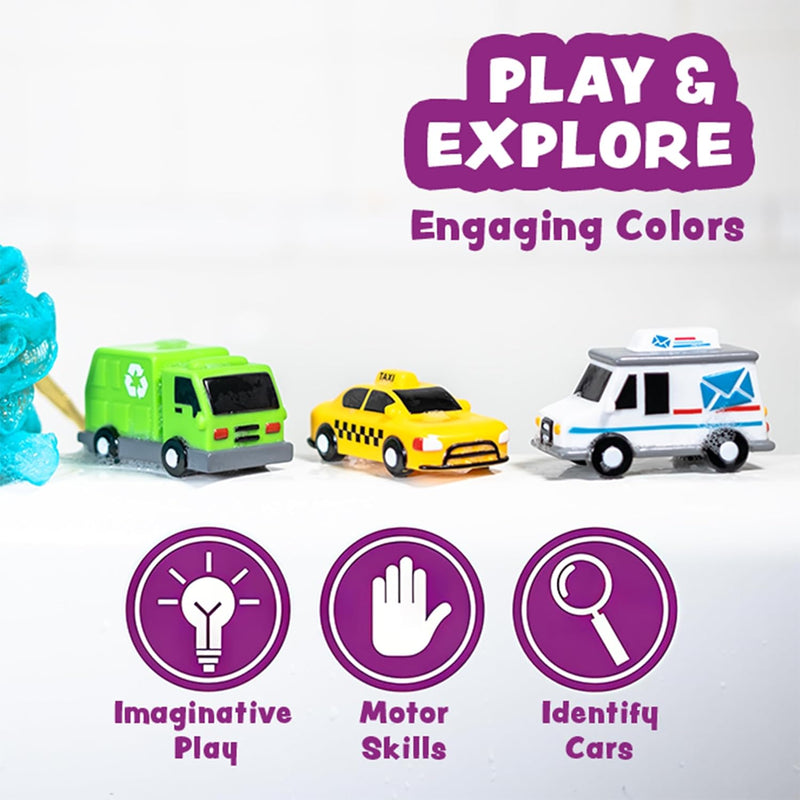 Tub Works® Vehicles™ Bath Cars | Mold-Free, Soft, Squeezable & Floating Bath Toys for Babies & Toddlers