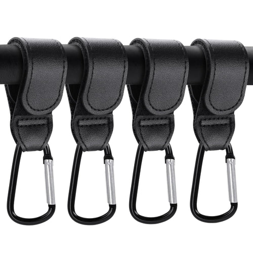 4 Pack Stroller Hooks, Non-Slip Carabiner Clips for Baby Stroller | Adjustable Stroller Hooks Hold Diaper Bags & Purses. Universal Carabiner Clips Fit Strollers, Bikes, Wheelchairs and Walkers