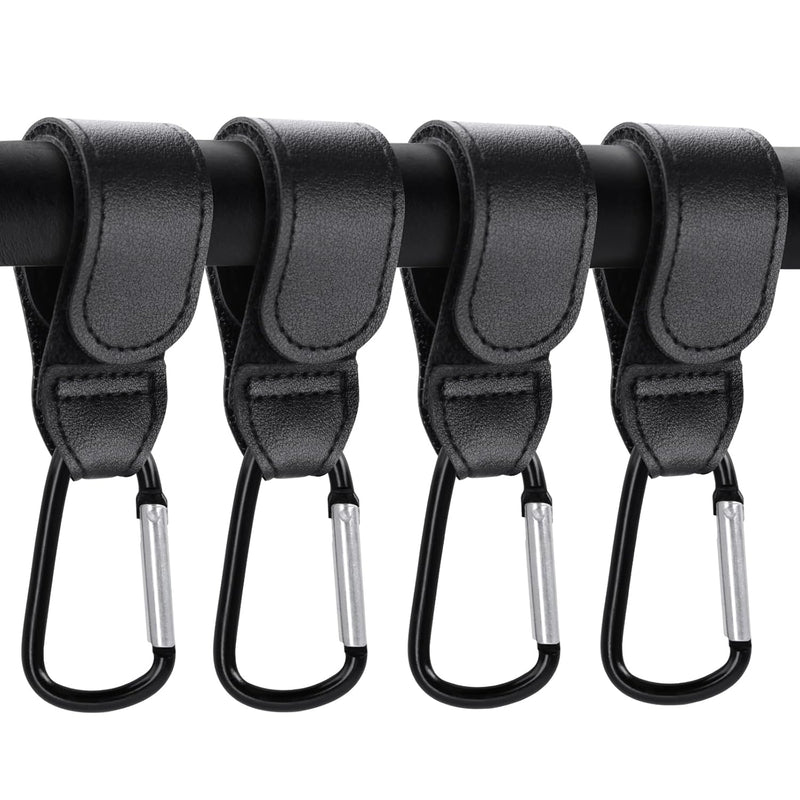 4 Pack Stroller Hooks, Non-Slip Carabiner Clips for Baby Stroller | Adjustable Stroller Hooks Hold Diaper Bags & Purses. Universal Carabiner Clips Fit Strollers, Bikes, Wheelchairs and Walkers