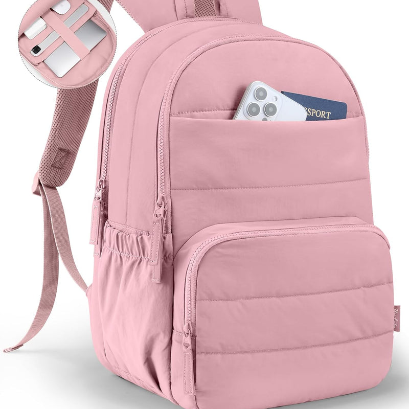 Uselike Travel Backpack for Women, 15.6 Inch Laptop Backpack, Quilted College Bookbag, Cute Work Backpacks, Water Resistant (Sage Green)