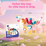 hahaland Car Seat Toys for Babies 0-6 Months Girl Stroller Toy Unicorn | Baby Toys 0-6 6-12 Months - Rattle, Mirror, Crinkle, Squeaky Carseat Toy Hanging Developmental Newborn Baby Birthday Gifts