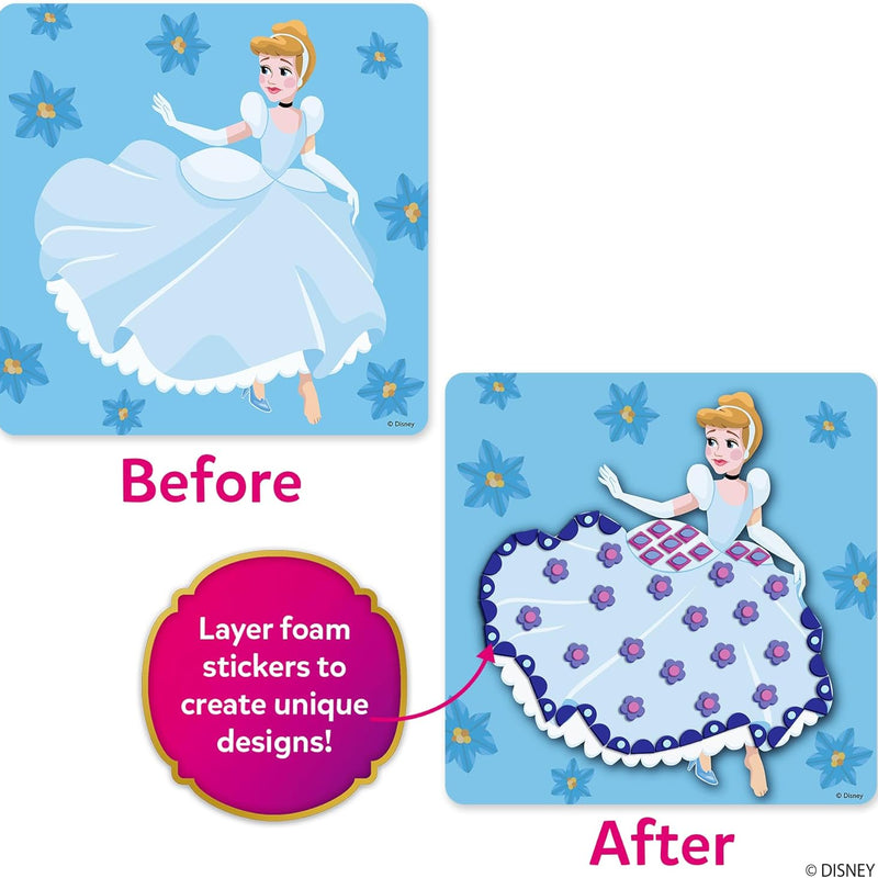 Skillmatics Foam Sticker Art – Disney Princess, 800+ 3D Foam Stickers, Mess-Free Fun for Kids, DIY Felt Craft Kits, Gifts for Fans of Cinderella, Belle, Rapunzel, Ages 3, 4, 5, 6, 7
