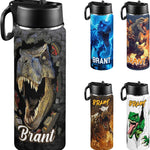 Personalized Game Water Bottle for Boys, 18oz | Customized Kids Insulated Bottle with Name for Kids for School, Stainless Steel Thermo with Straw