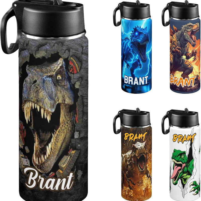 Personalized Game Water Bottle for Boys, 18oz | Customized Kids Insulated Bottle with Name for Kids for School, Stainless Steel Thermo with Straw