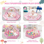 8-in-1 Baby Gym Play Mat with 6 Toys for Visual, Hearing, Sensory, Motor Development