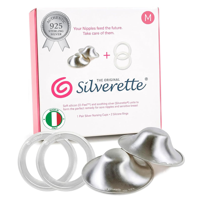 Silverette Nursing Cups, Postpartum Essentials, The Real, Small Silver | Pure 925 Sterling Silver Nursing Cups, Nipple Shields for Breastfeeding Newborn, Silver Nipple Covers, Made in Italy, Gift