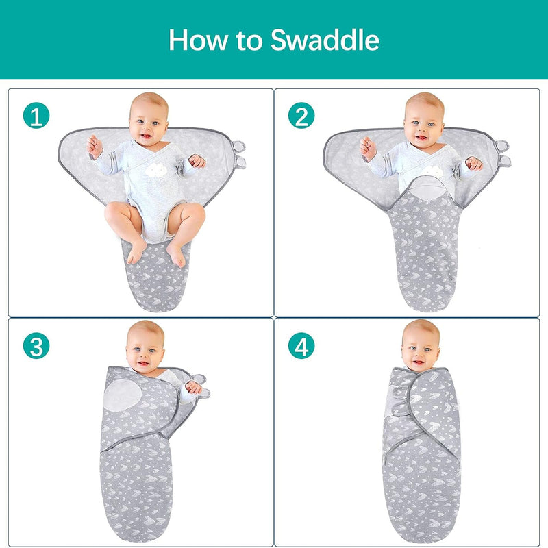 Biloban Baby Swaddles 0-3 Months for Boy Girls, Baby Swaddle | Newborn Swaddle, Cotton Swaddle Blanket, Baby Essentials, Lovely Grey Print, 2 Pack