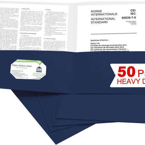 Zzrywuty 50 Packs Two Pocket File Folders with Business Card Slot,Textured Paper,Letter Size,Holds 100 Plus Sheets for School,Office,Business,Royal Blue