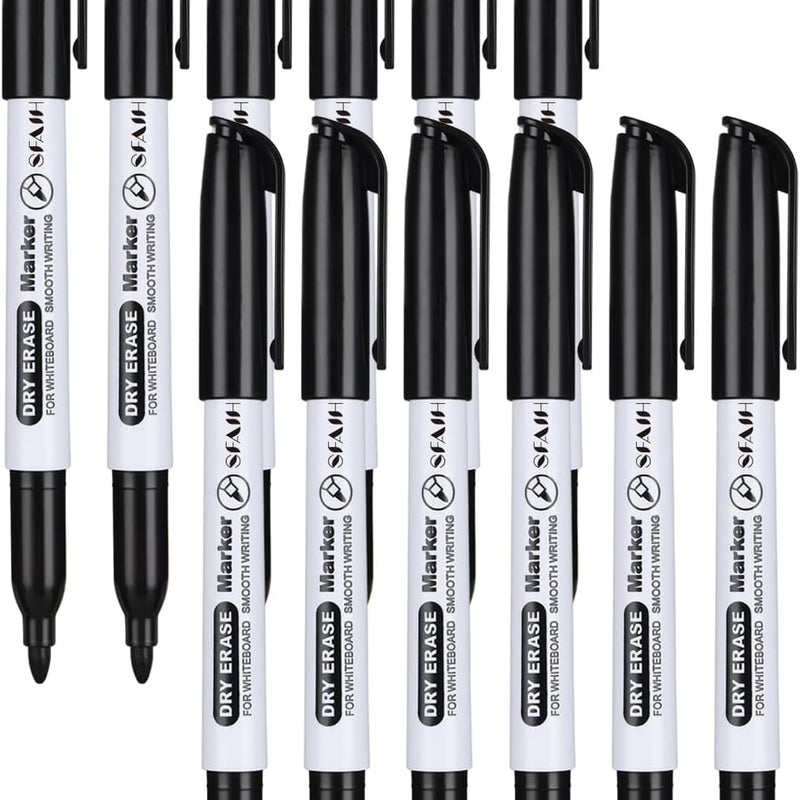 SFAIH Fine Tip Dry Erase Markers - 24 Pack Black Whiteboard Erasable Markers Bulk for Kids Adults, Ideal for Classroom School Office Home Use on White Board, Non-Toxic Easy Clean