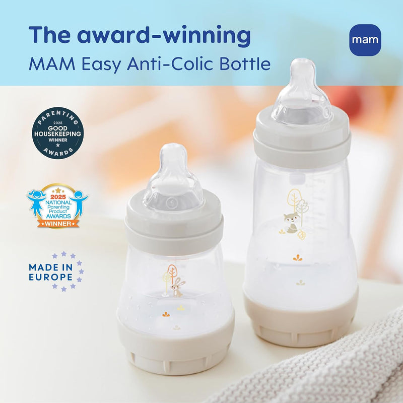 MAM 9oz Easy Start Anti-Colic+ Vented Baby Bottles, 2+ Months, 4 Pack, Girl | Medium Flow Breastfeeding-Like Nipple, Dual Anti-Colic Reduces Gas & Reflux, Easy Clean, BPA Free, 2+ Months, Made In Europe