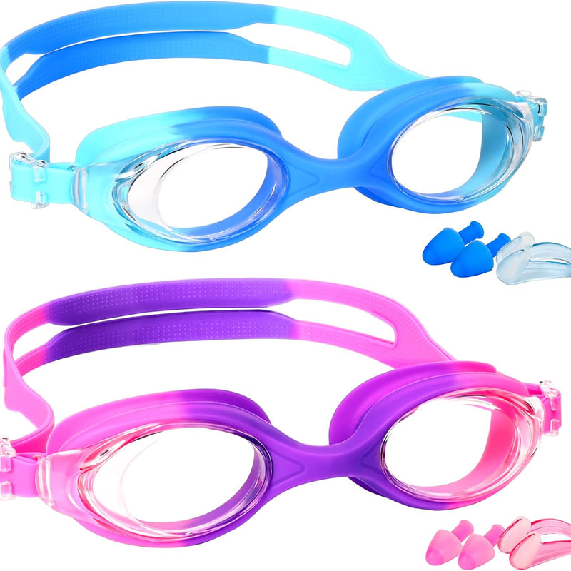 EWPJDK Kids Swim Goggles - 2 Pack Swimming Goggles Anti Fog No Leaking For Kids Age 3-15