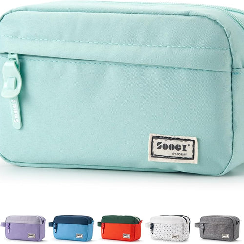 Sooez Original High Capacity Pencil Case, Big Pencil Bag Pouch Box Organizer Pen Case, Aesthetic Supply for Girls Adults, Portable Journaling Supplies with Easy Grip Handle & Loop, Mint Green