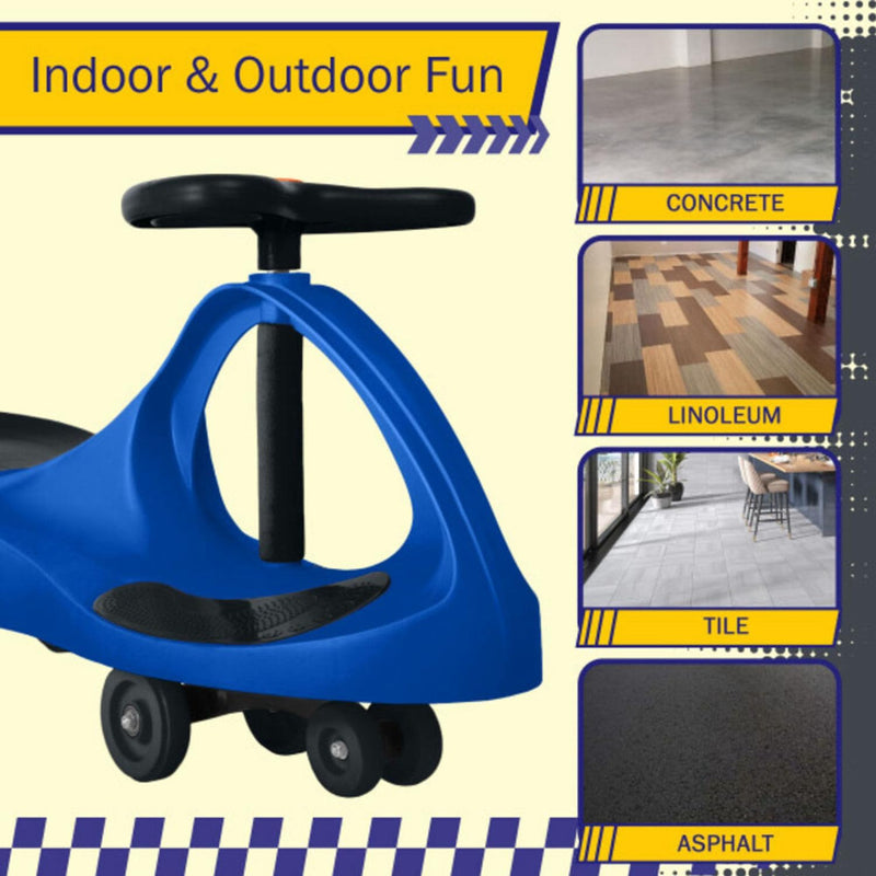 Blue and Black Lil' Rider Wiggle Car Ride on Toy, No Batteries, Gears, or Pedals, Ages 3 and Up, Develops Motor Skills, Indoor or Outdoor Use