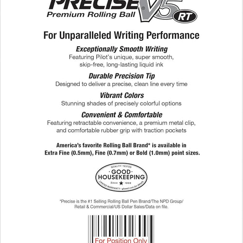 Pilot Precise V5 RT Refillable & Retractable Rolling Ball Pens, Extra Fine Point Pens, 0.5 mm, Assorted, Pack of 7 - Ideal for School, Journaling & Office Writing