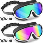 COOLOO 2 Pack Kids Goggles 4-16, Wide View No Leaking Kids Swim Goggles | Anti-fog & Anti-UV Swimming Goggles for Girls Boys