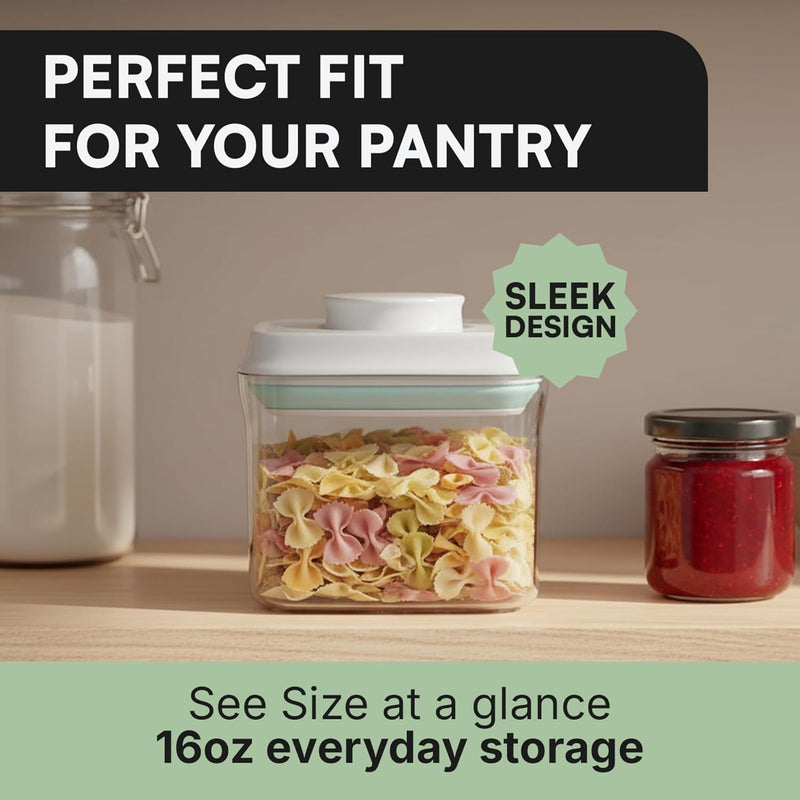 Bop Top Airtight Food Storage Containers | Pop-Top Lid | 2 Cups / 16 Oz | kitchen canister set, for flour, sugar, snacks, pasta, baking