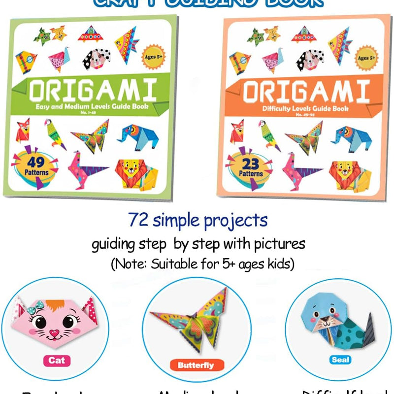 hapray Origami Kit for Kids 5-12, 152 Origami Paper Kit with Origami Book | DIY Art and Craft Projects with 72 Patterns, Video Tutorial & book, Beginners Origami Kit for Kids 5-8 8-12, Gifts Boy Girl