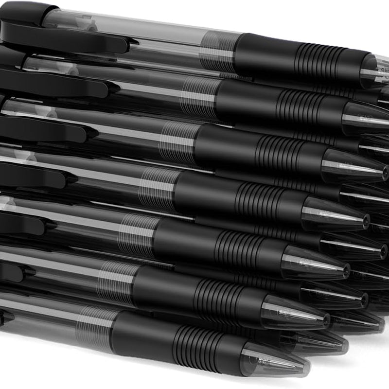 deegtran Pens Bulk, 30 Pack No Bleed Black Ink Click Pens with Soft Grip, Wholesale Retractable Ballpoint Pens for Office School, Medium Point Smooth 1.0MM