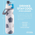 O2COOL Mist N Sip 20 oz Misting Reusable Sports Water Bottle Soccer | Yes