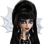 Monster High Doll, Elvira, Mistress of the Dark Collectible in Black Faux Leather Dress with Silvery Batwing Cape and Premium Accessories