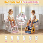 Orzbow Potty Training Seat with Step Stool, Toddler Toilet Seat with Ladder | 7 Height Adjustable, Splash Guard, Non-Slip Base, Handles, Stable Triangular Fits Most Toilets, For Kids Boys Girls, Pink