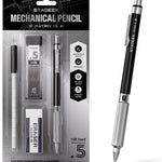 STAGEEK 0.5mm Mechanical Pencil, Metal Art & Drafting Pencil with Eraser and 60 HB Lead Refills, Professional Drawing Pencil for Artists, Students, School, Office, Writing, Sketching, Drafting(Black)