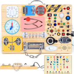 Montessori Toy: 19-Switch Busy Board with LED Lights, Sensory Exploration for Toddlers 1-3 Years