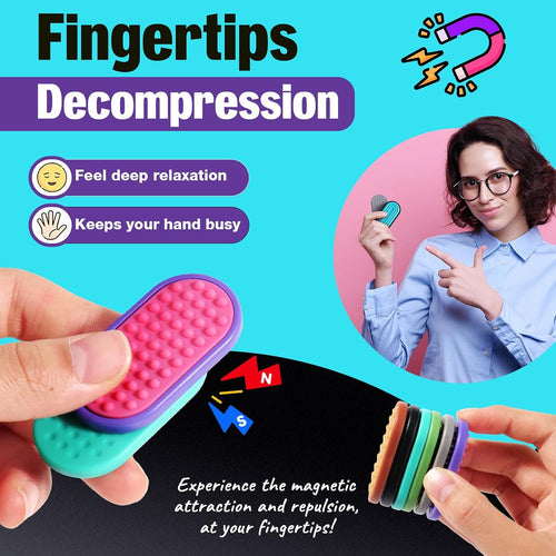 Magnetic Fidget Toys for Adults & Kids -Textured Sensory Toys for Autism Children Stress - Quiet Stress Fidgets Sliders for Classroom Prizes Box Office - Easter Gifts Kids Teens Girls - 6Pack