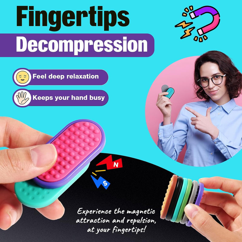 Magnetic Fidget Toys for Adults & Kids -Textured Sensory Toys for Autism Children Stress - Quiet Stress Fidgets Sliders for Classroom Prizes Box Office - Easter Gifts Kids Teens Girls - 6Pack