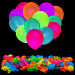 100 Pcs UV Neon Balloons for Birthday Decorations, Wedding Glow Party Supplies, Blacklight Reactive Fluorescent Balloons