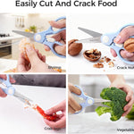 Premium Stainless Steel Portable Baby Food Safety Scissors, Detachable Feeding Shears for Toddlers Infant Kids Food Cutting Meats Noodles Vegetables with Protactive Cover