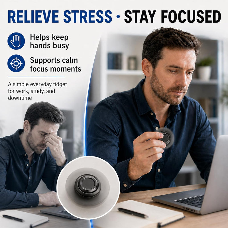3-in-1 Fidget Spinner, Slider, Clicker| EDC Metal Fidget Toys Adults | Stainless Steel Bearing Stable Spin | Help Relieves Anxiety & Tension | Enhances Focus & Clarity | Compact & Portable, Black