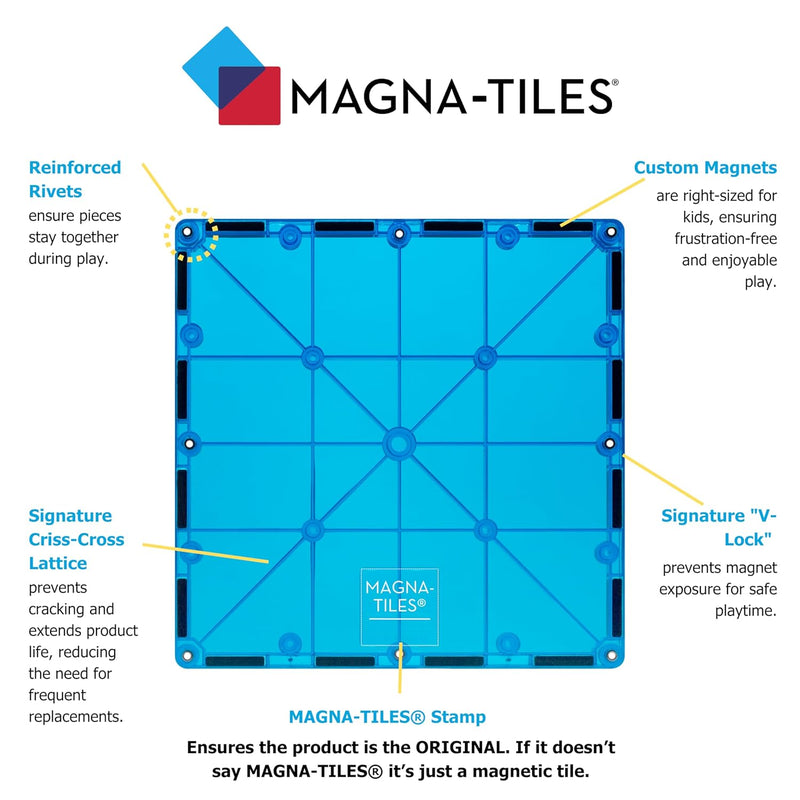 MAGNA-TILES Classic 32-Piece Magnetic Construction Set for 3+ Year Olds - Primary Colors and Geometric Shapes