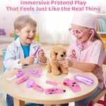 Meland toy doctor kit for girls, pretend play vet dog toys, stethoscope, dress up, 3-6 years old role play