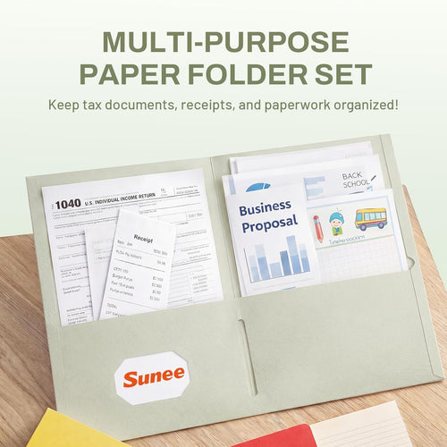 SUNEE Folders with Pockets (25 Pack, Pastel Colors), 2 Pocket Folders Fit Letter Size Paper, Paper File Folder for School Office Home Business