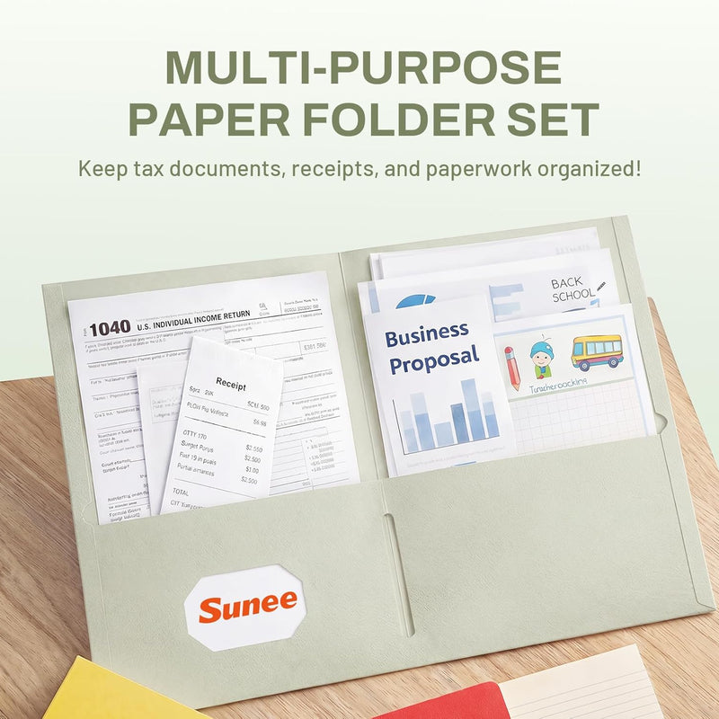 SUNEE Folders with Pockets (25 Pack, Pastel Colors), 2 Pocket Folders Fit Letter Size Paper, Paper File Folder for School Office Home Business