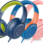 awatrue kids headphones wired toddler headphones with microphone over-ear design 85/94db volume-limiting