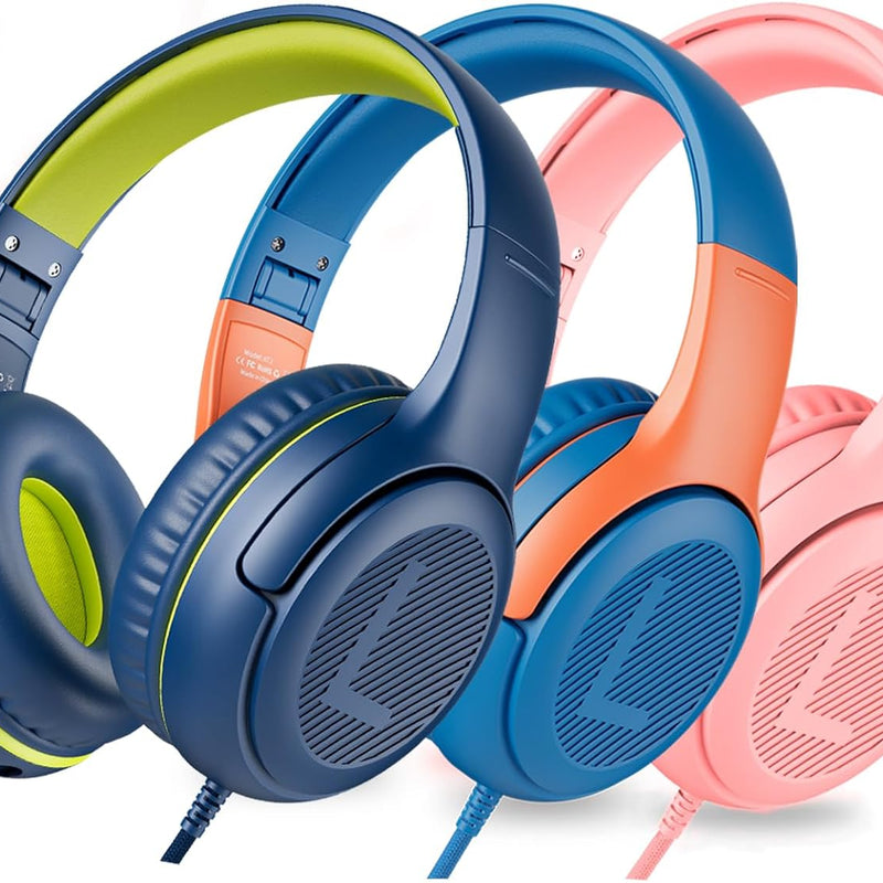 awatrue kids headphones wired toddler headphones with microphone over-ear design 85/94db volume-limiting