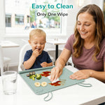 Silicone Placemat for Toddler Eating: Wipe Clean & Roll Up in The Diaper Bag - Table Mat for Restaurant/Travel/On-The-Go