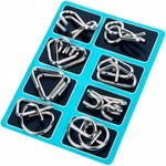 24-Piece Metal Wire Puzzle Set with Pouch, Brain Teaser IQ Test for Kids and Adults