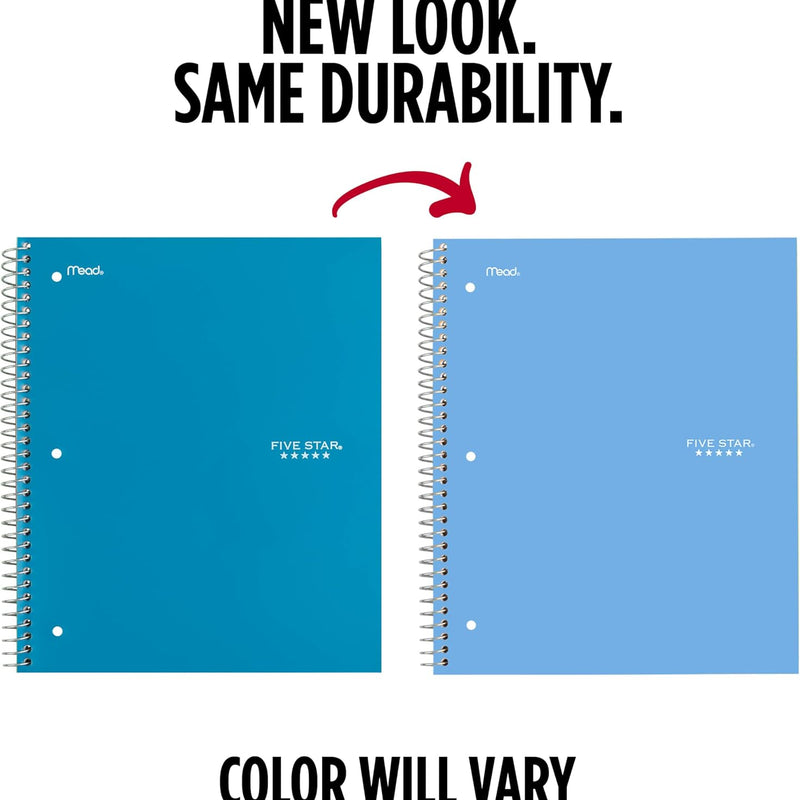 Five Star Spiral Notebook + Study App, 1 Subject, Graph Ruled Paper, 8-1/2" x 11", 100 Sheets, Fights Ink Bleed, Water Resistant Cover, Tidewater Blue (06190AA4)