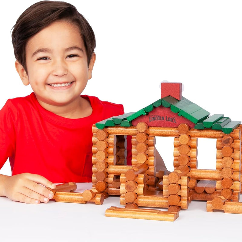 Lincoln Logs 100th Anniversary Tin, Classic Wooden Building Set with 111 All-Wood Pieces