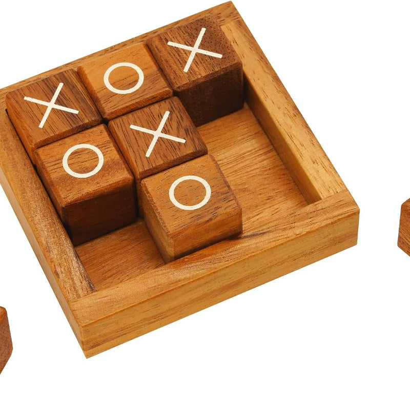 BSIRI Wooden Tic Tac Toe Coffee Table Decor Game Living Room Home Office Decorative Small Desk Bar Top Classic XO Tictactoe Toy Board Travel Size Wood Mini Gifts for Family Games and Gifts for Adults