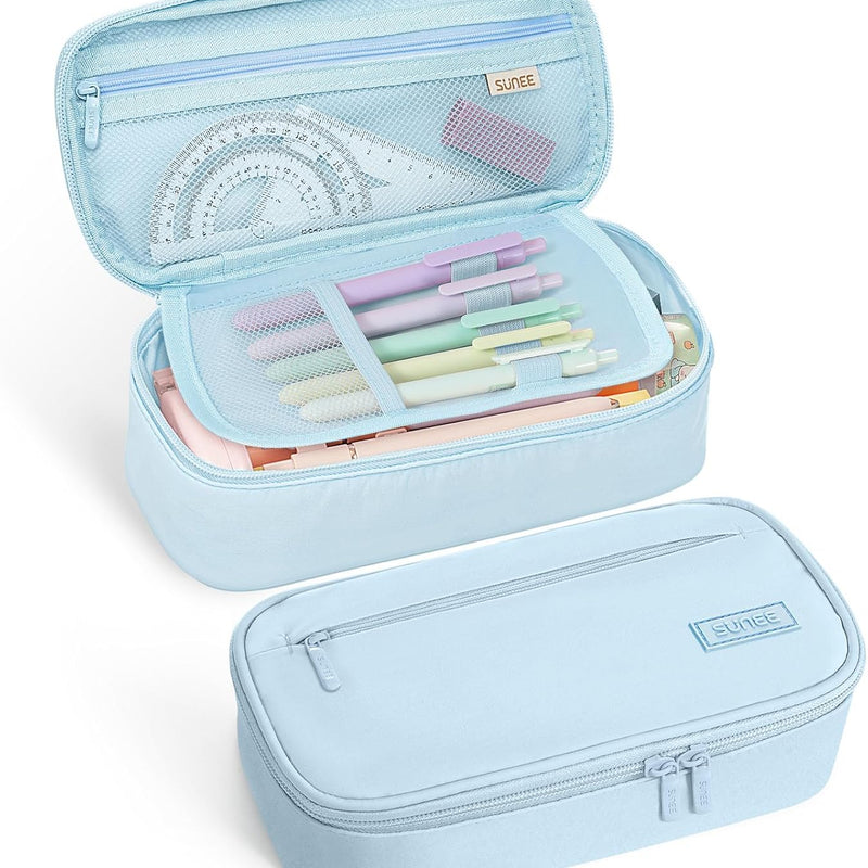 SUNEE Cute Pencil Case, Large Capacity Pencil Pouch, Big Storage Organizer for Stationery, Zipper Pen Bag, Back to School Supplies, Office Organizer Makeup Bag, for Teen Girl Boy Men Women, Pink