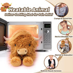 Highland Cow Stuffed Animals, Microwavable Stuffed Animals Heating Pad for Cramps, Pain Stress Relief, Heatable & Coolable Lavender Scented Cow Plush Toy for Anxiety, Women Kid Bedtime Highland Cattle
