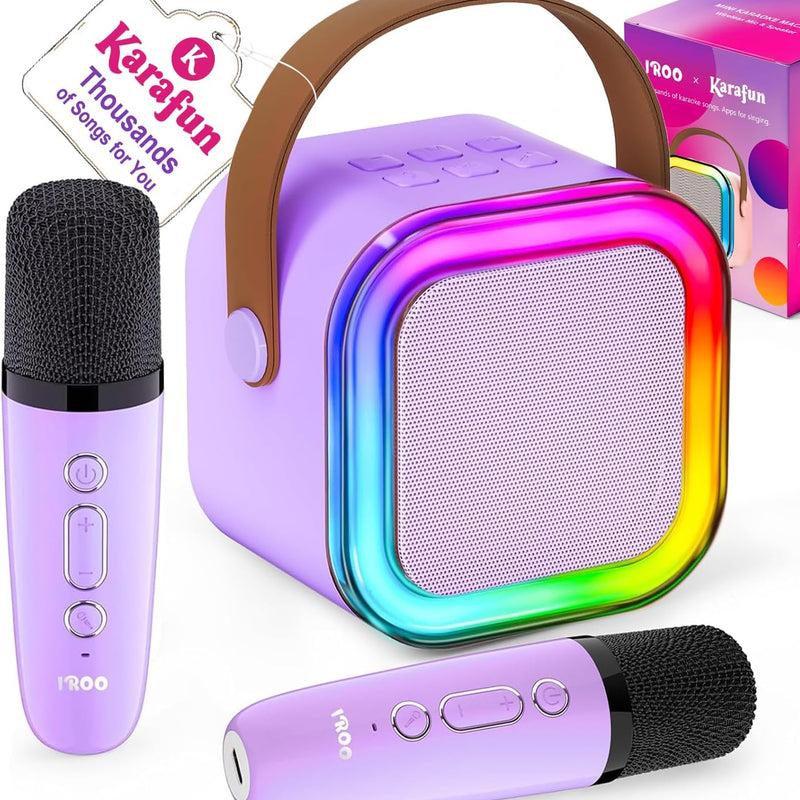 IROO Mini Karaoke Machine for Kids with Wireless Mics and Colorful Lights, Bluetooth 5.3, Ages 4+ Years Old