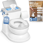 Jool Baby Real Feel 2-in-1 Potty with Wipes Storage, Flushing Sounds & Disposable Liners - Realistic Toilet - Easy to Clean & Assemble (Gray)